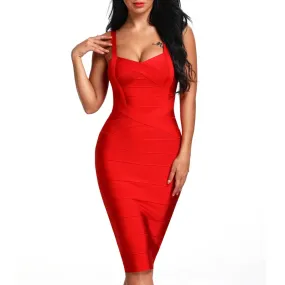Women's Summer Sheath Midi V-Neck Sleeveless Dress