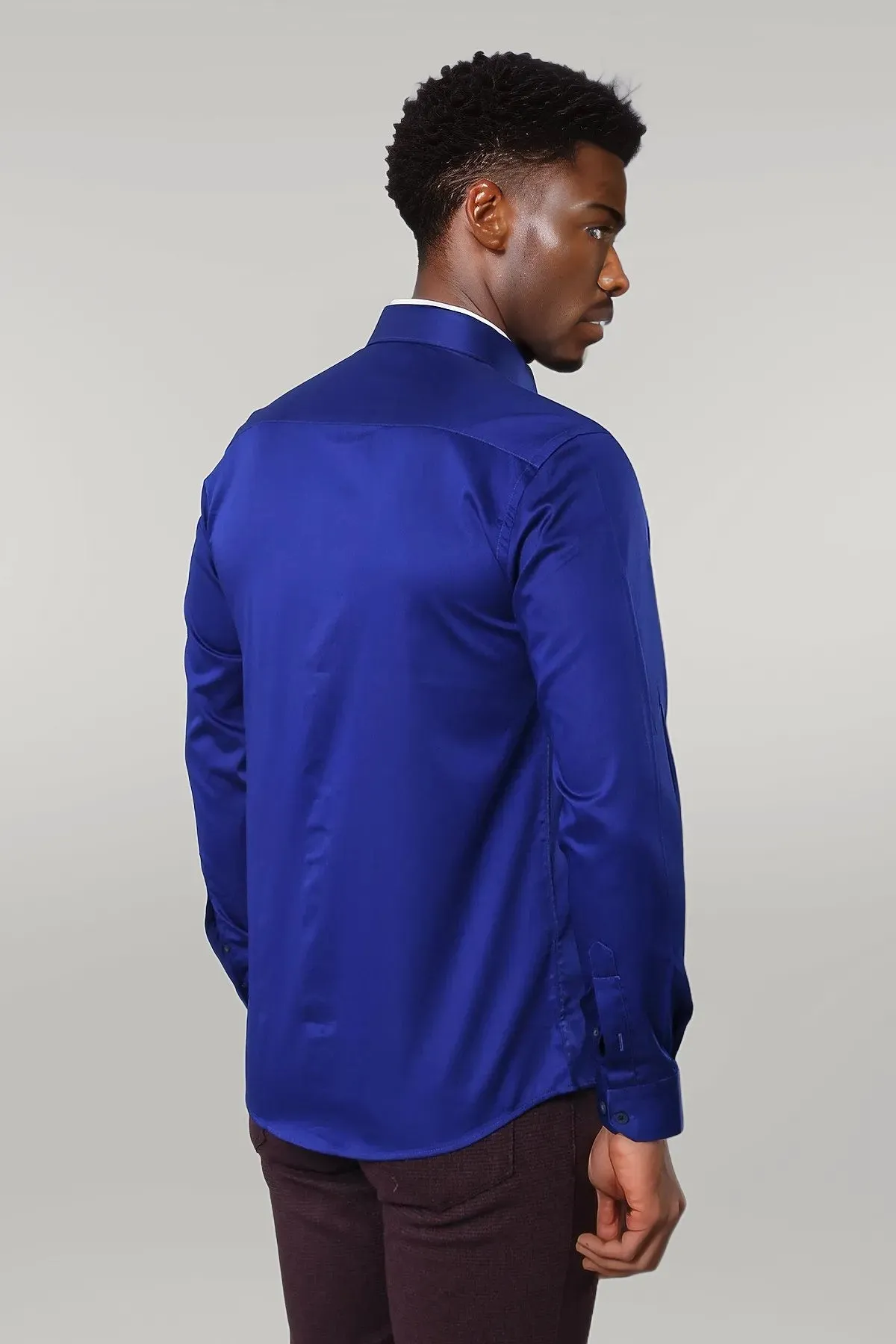 WSS Blue Satin Shirt  - Singen