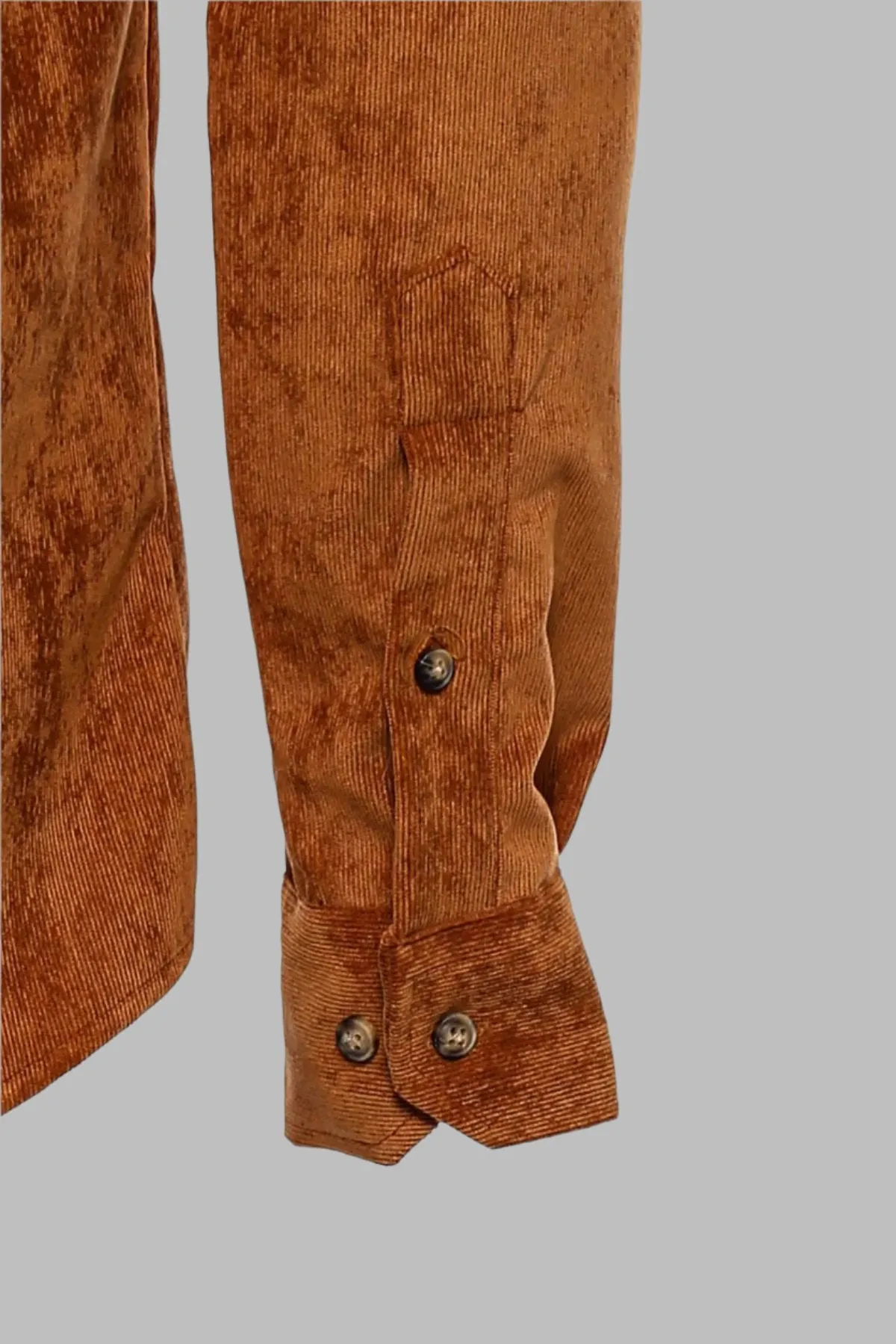 WSS Brown Long Sleeves Velvet Men's Shirt  - Singen