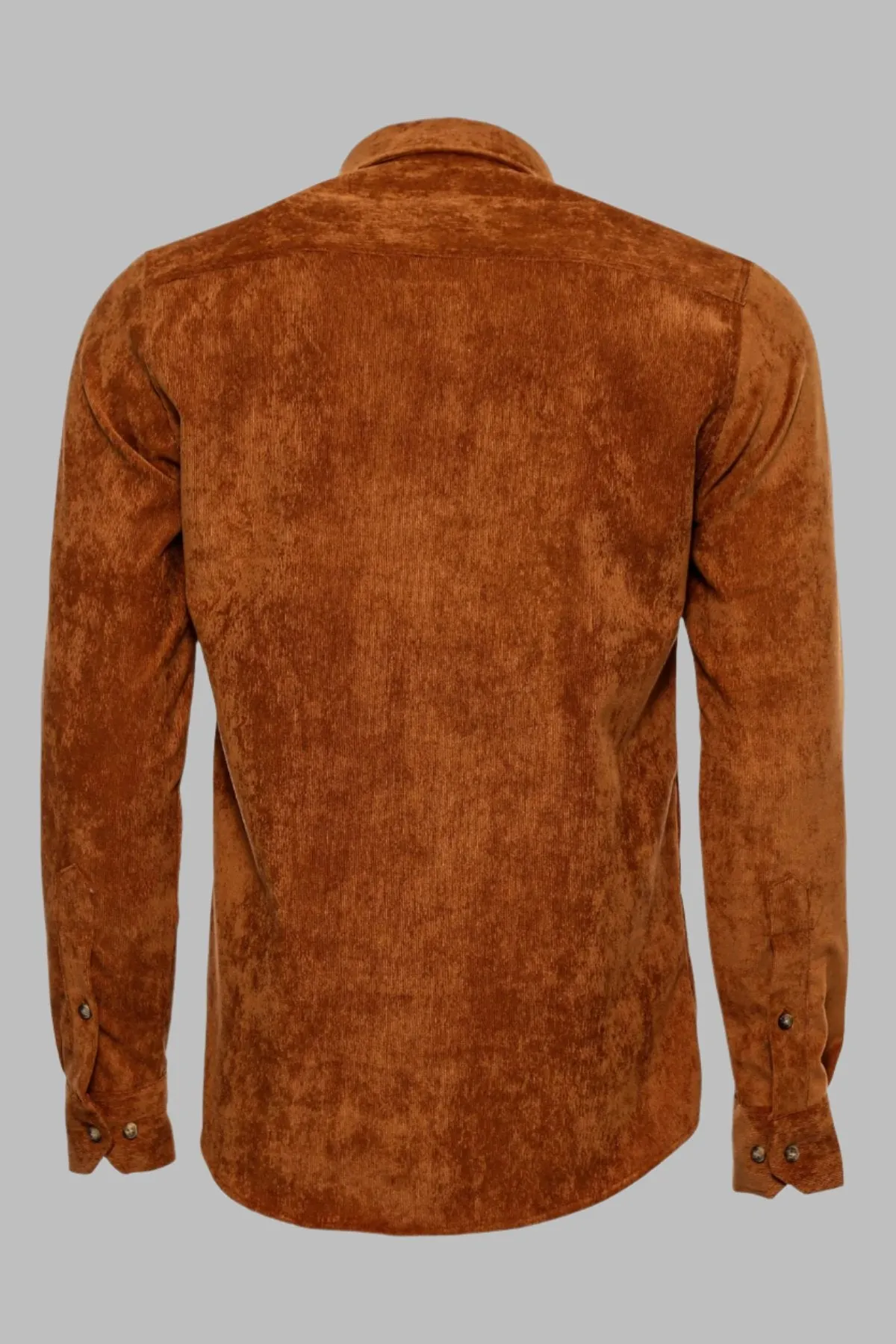 WSS Brown Long Sleeves Velvet Men's Shirt  - Singen